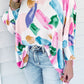 Brushstroke Graffiti Print Dolman Sleeve Blouse