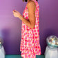 Abstract Print Frilly Neck Sleeveless Mini Dress