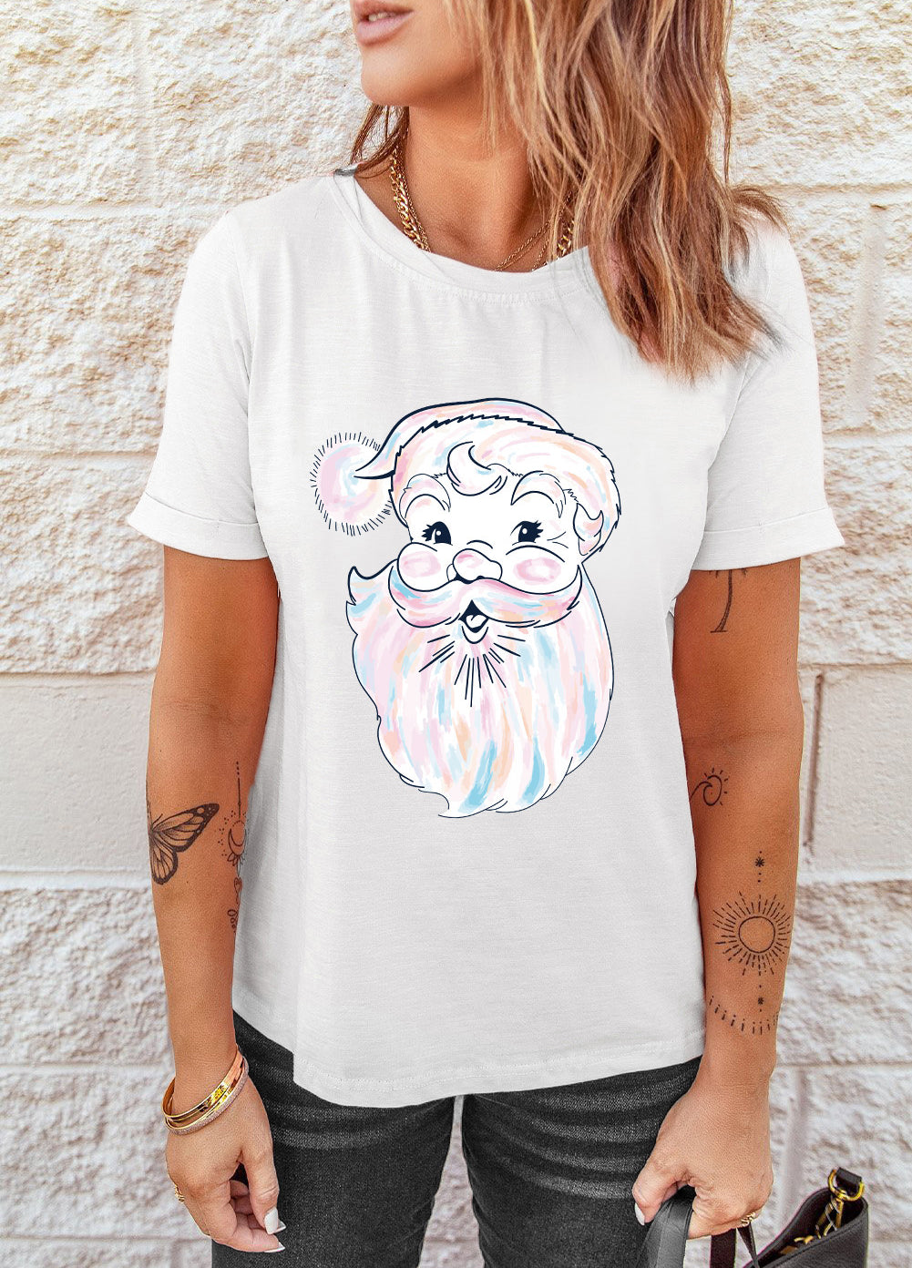 Cute Santa Claus Graphic Casual Tee