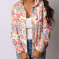 Paisley Pattern Print Buttoned Corduroy Shacket