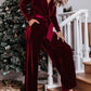 Velvet Pocketed Cut out Back Wide Leg Jumpsuit