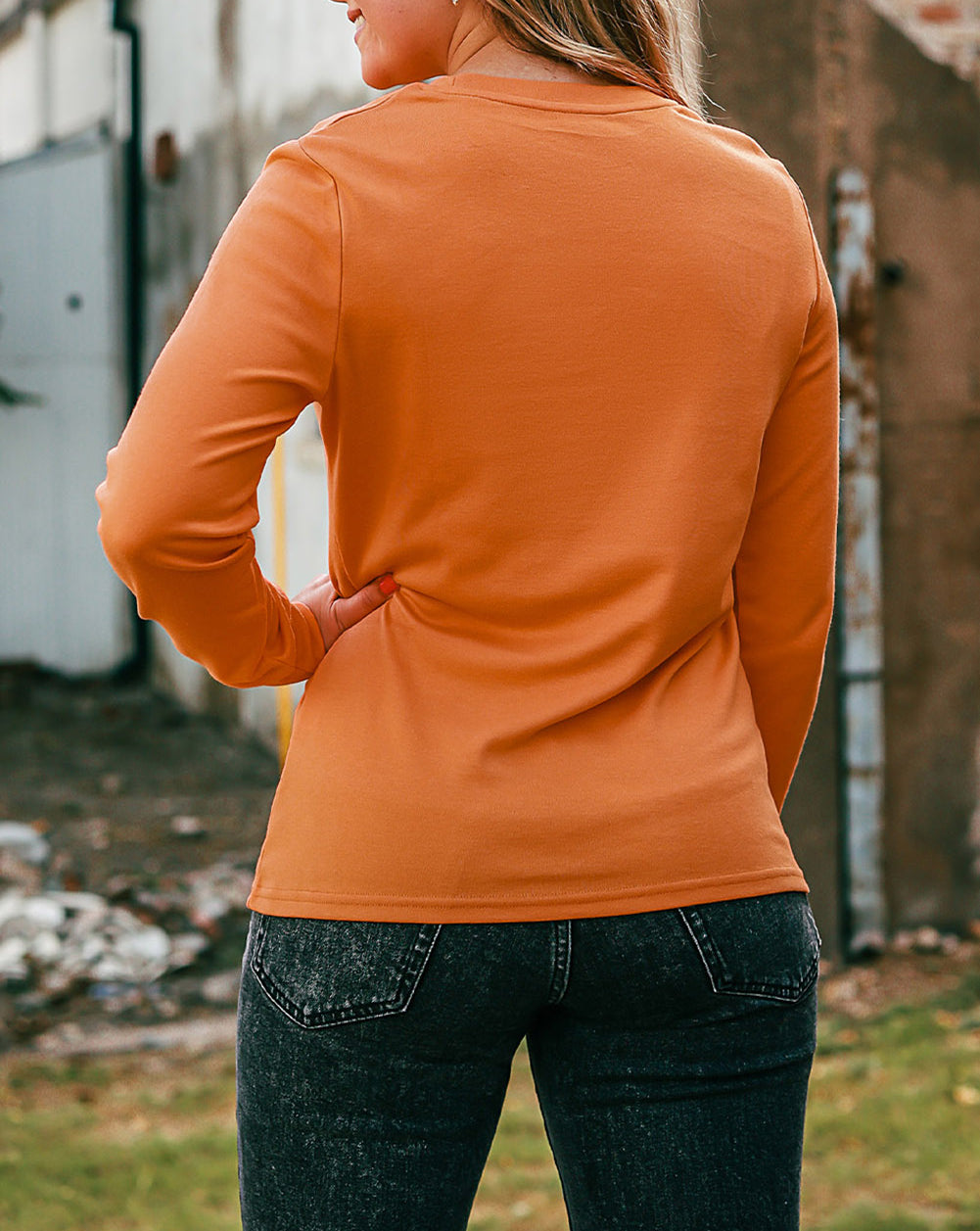 Fall Is In The Air Printed Pullover Long Sleeve Top