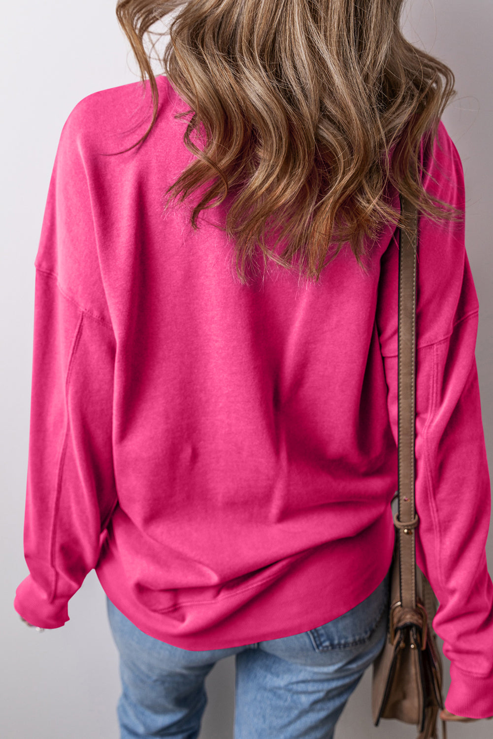 Drop Shoulder Crisscross Stitching Pocketed Loose Sweatshirt