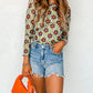 Retro Floral Print Stretchy Long Sleeve Top