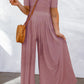 Short Sleeve Bodice Flowy Wide Leg Jumpsuit