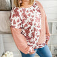 Cow Spots Colorblock Long Sleeve Plus Size Top