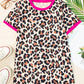 Contrast Trim Leopard Print T Shirt
