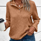 Textured Knit Buttoned Kangaroo Pocket Sweatshirt