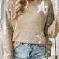 Star Pattern Drop Shoulder Plus Size Sweater