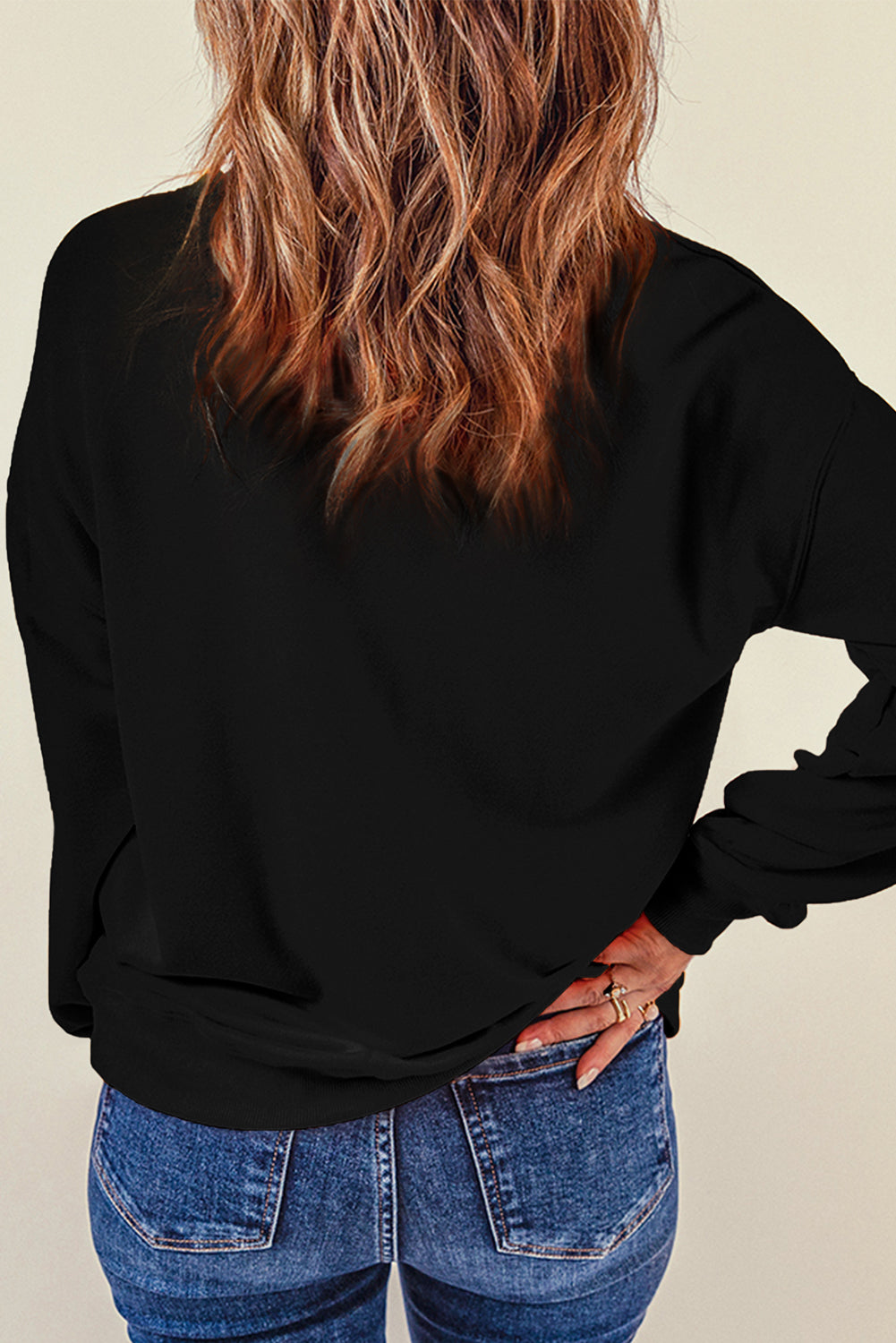 Heart Shaped Chenille Embroidered Crew Neck Sweatshirt