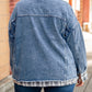 Plaid Hem Splicing Plus Size Denim Jacket