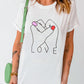 Valentine LOVE Gesture Print Crew Neck T Shirt