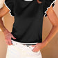 Ruffled Sleeve Round Neck Knit Top