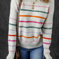 Colorful Striped Ribbed Trim Sweater