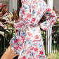 Blue Vintage Floral Print Drawstring Flowy Dress