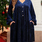 Plus Size Textured Velvet Tiered Buttons Tiered Dress