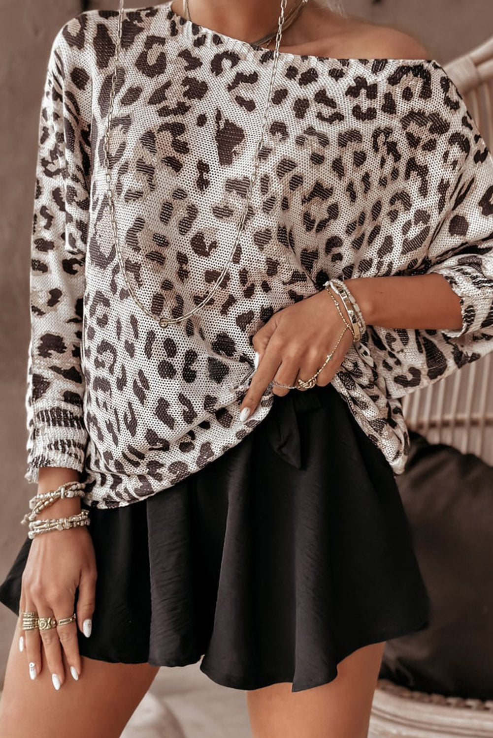 Leopard Long Sleeve Crewneck Sweater
