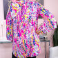 Printed 3/4 Sleeve Split Neck Plus Size Tunic Top