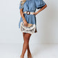 Off-shoulder Ruffle Sleeves Chambray Dress