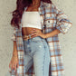 Plaid Flap Pocket Long Sleeve Shacket