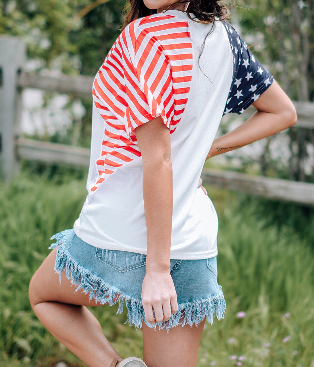 Made America Stars and Stripes Raglan Sleeve T Shirt