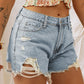 Sky Blue Distressed Light Wash Denim Shorts