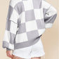 Stripe Checkered Bishop Sleeve Sweater