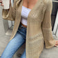 Pointelle Knit Open Front Cardigan