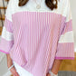 Striped Patchwork 3/4 Sleeve Oversize Top