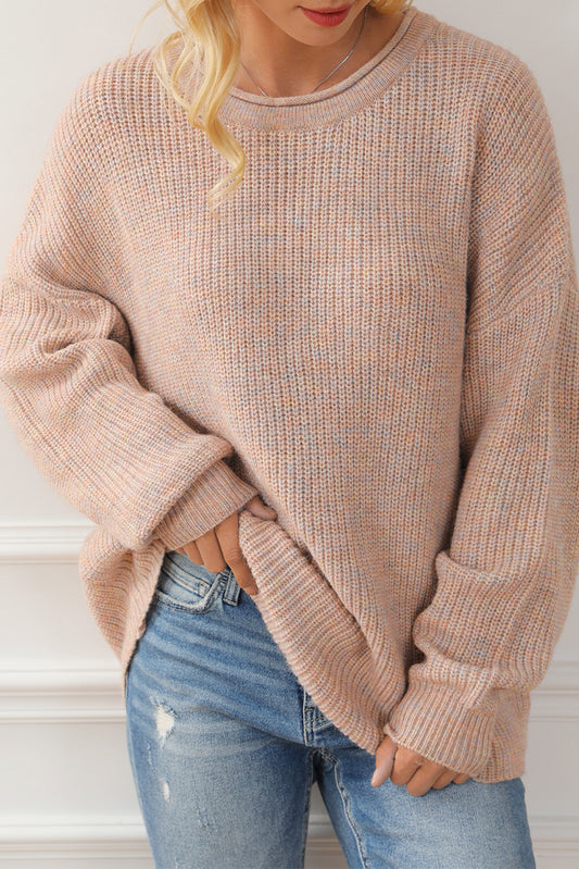 Rolled Round Neck Drop Shoulder Sweater