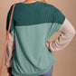 Color Block Long Sleeve Ribbed Loose Top