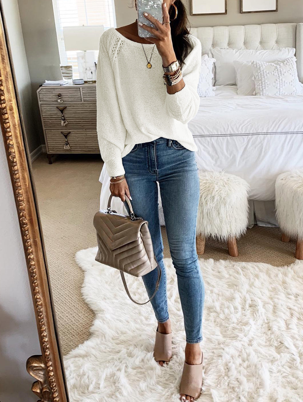 Long Sleeve Cutout Shoulder Relaxed Sweater