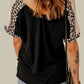 Music Festival Leopard Patchwork V Neck Graphic T Shirt