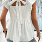 Embroidered Bust Square Neck Peplum Blouse