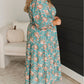 Plus Size Floral Print Square Neck Smocked Maxi Dress