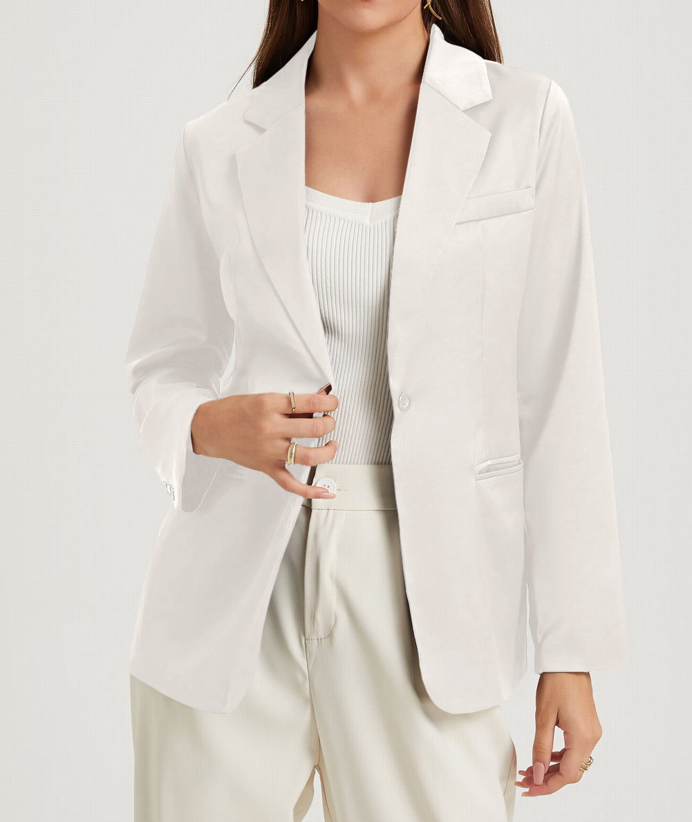 Pocketed Single Button Lapel Neck Blazer