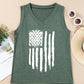 Frayed American Flag Printed V Neck Tank Top