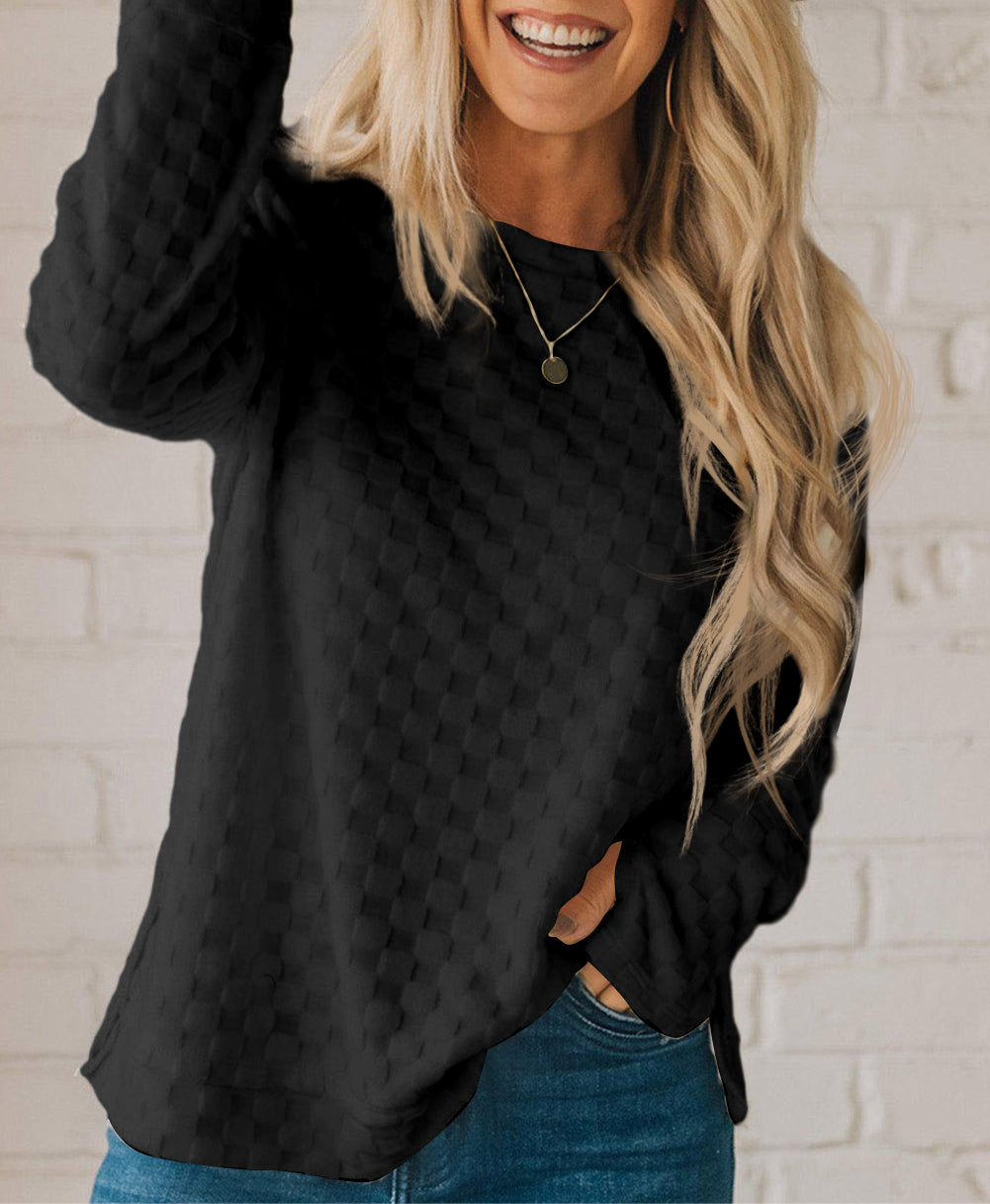 Solid Textured Thumbhole Sleeve Top