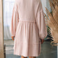 Crinkle Distressed Puff Sleeve Flared Dress