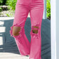 Distressed Holes Raw Edge Cropped Flare Jeans