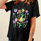 Floral Print Crewneck T Shirt
