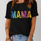 Black MAMA Leopard Print Short Sleeve Graphic T Shirt