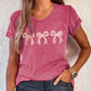 Bow Shape Mineral Wash V Neck T Shirt