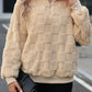 Checkered Plush Quarter Zipper Pullover Sweatshirt