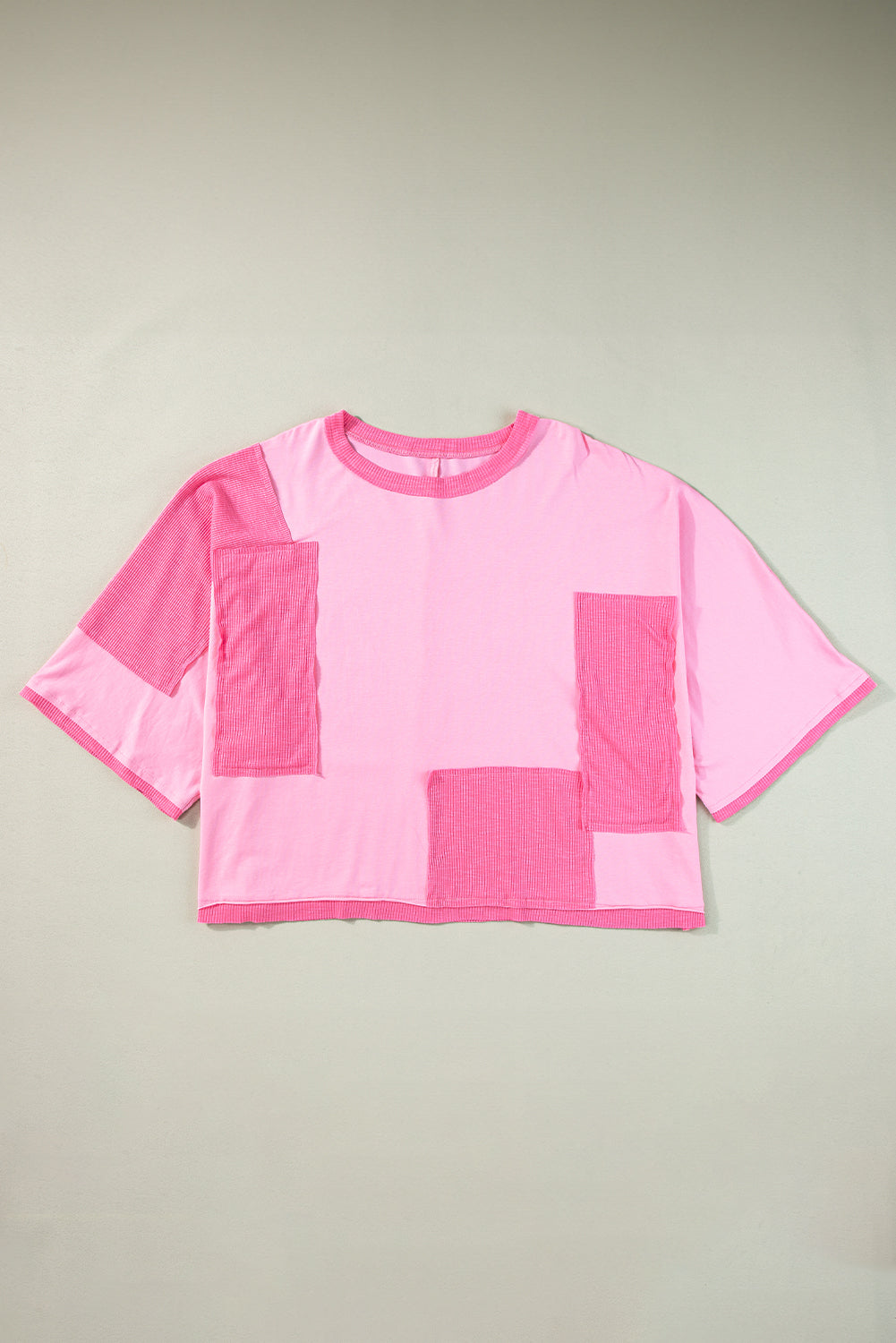 Color Block Patchwork 3/4 Sleeve Loose Top