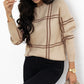 Plaid Pattern Knitted Drop Shoulder Sweater