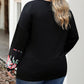 Plus Size Floral Printed Splicing Half Button Top