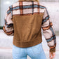 Plaid Corduroy Flap Pockets Boxy Chunky Jacket