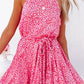 Leopard Print Sleeveless Mini Dress with Waist Tie