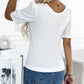 Round Neck Half Sleeve Ribbed Knit Top